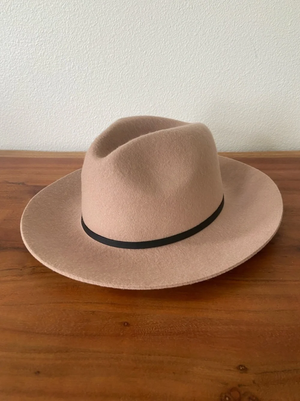 Target wool felted hat fedora brown tan mauve rancher hat vegan leather belt OS